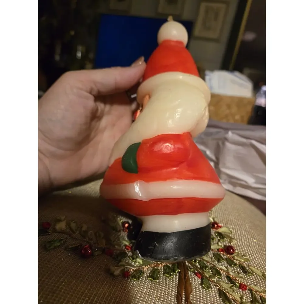 Hallmark Santa Claus Candle Jolly Design 1980s Vintage Made In Hong Kong